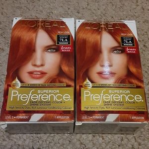 2x L'Oreal Superior Preference Hair Dye 7LA lightest auburn forever rouge